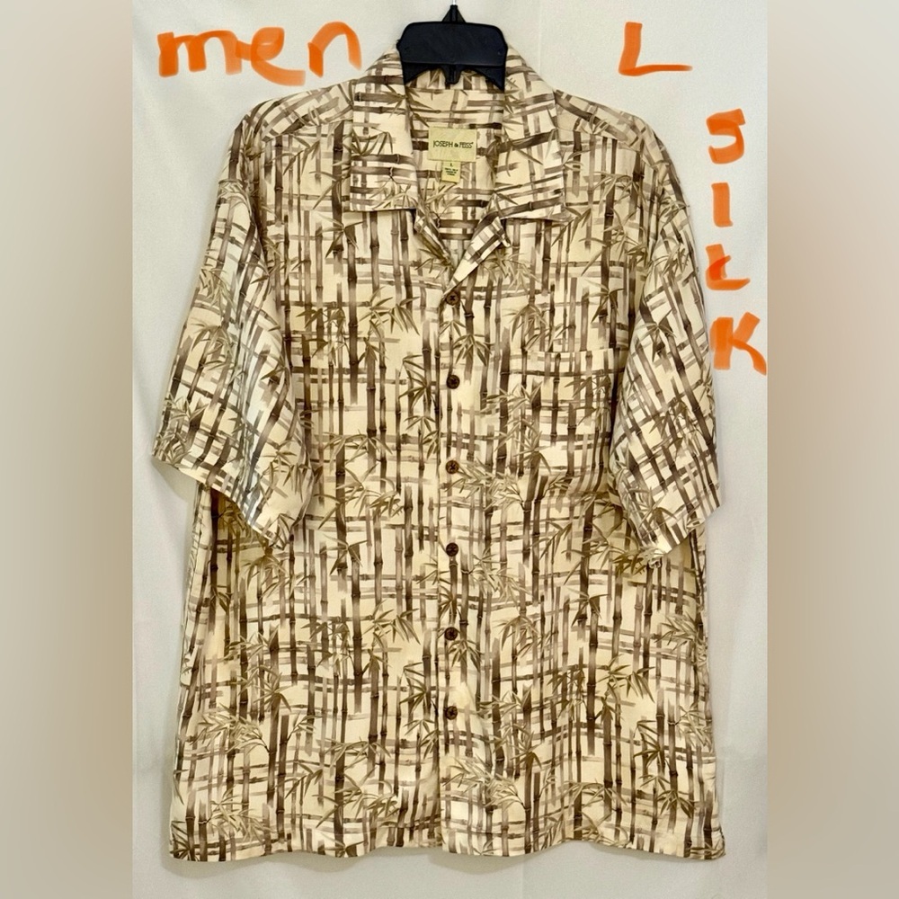 Joseph & Feiss Silk Shirt in Brown and Cream
